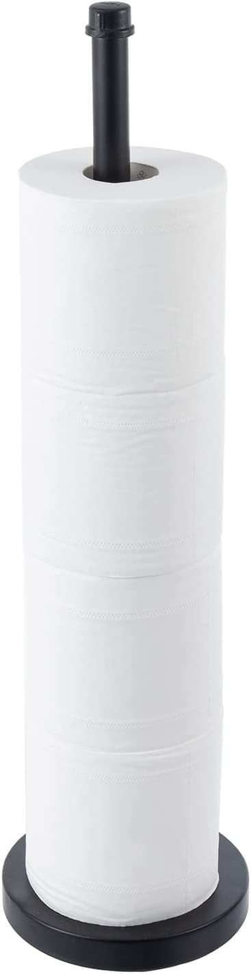 MyGift 31-inch Freestanding Black Metal Toilet Paper Holder Rack