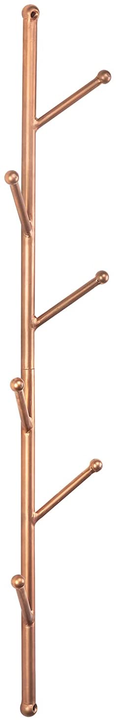 MyGift Modern Copper-tone Metal Entryway Wall Coat Tree, Wall Mounted Hanger Hat and Coat Hooks