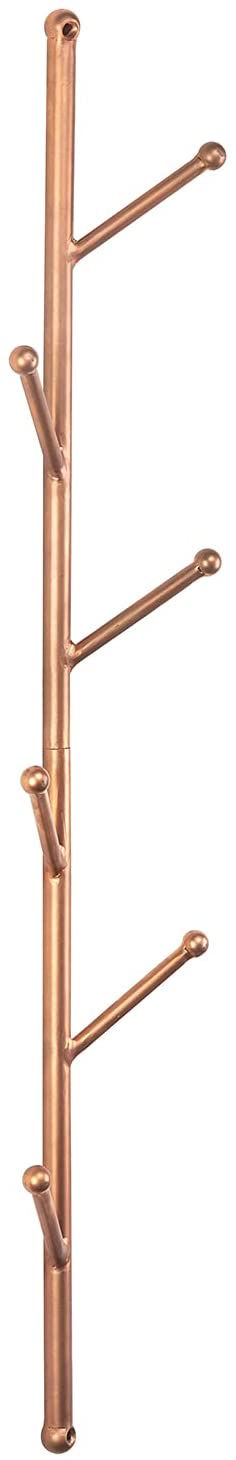 6-Hook Copper Tone Metal Branch Style Wall Mounted Vertical Coat Tree Rack-MyGift