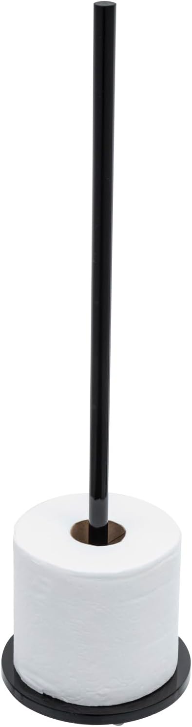 Black Acrylic Toilet Paper Roll Storage Holder, Freestanding Bathroom Tissue Stand-MyGift