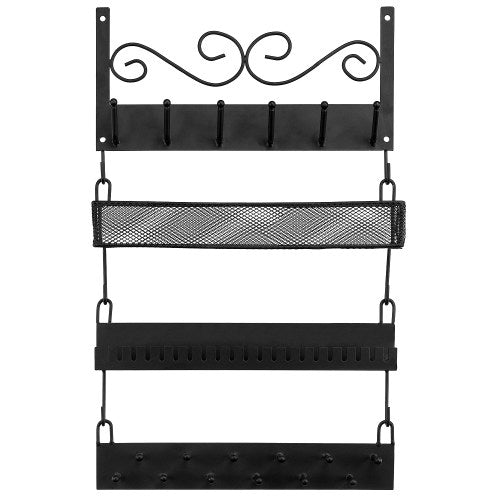 Black Metal Wall-Mounted Jewelry Rack-MyGift