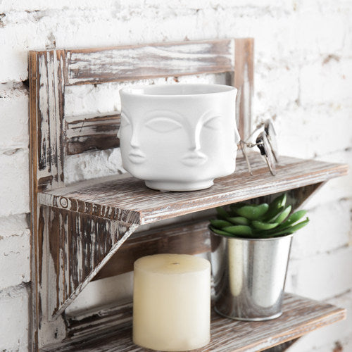 White Ceramic Guanyin Multi-Face Succulent Planter-MyGift