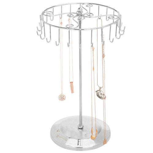 Rotating Silver-Tone Necklace Holder Bracelet Stand-MyGift