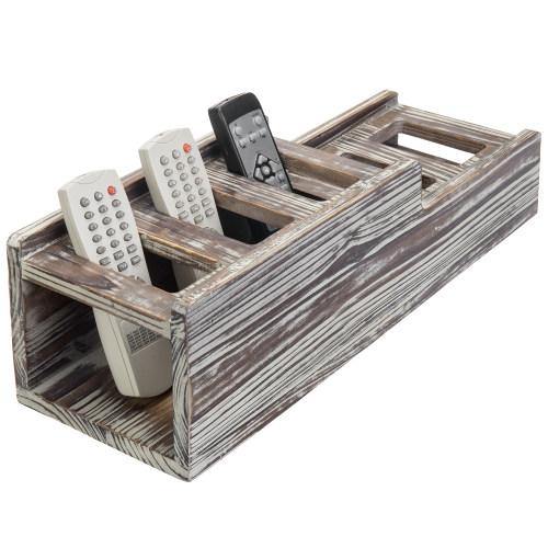 5-Slot Torched Wood Media Control Holder - MyGift