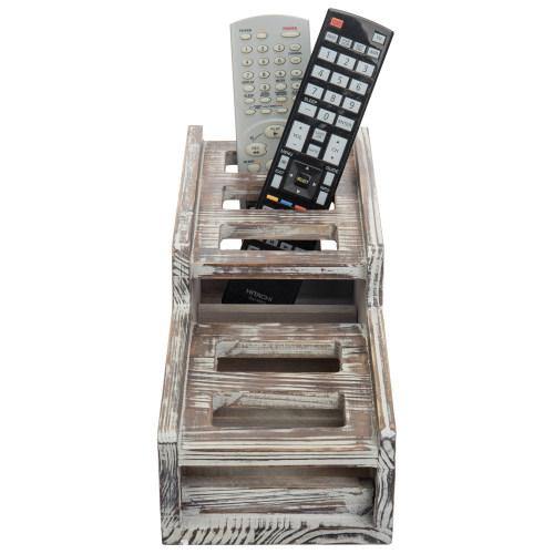 5-Slot Torched Wood Media Control Holder - MyGift