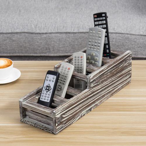 5-Slot Torched Wood Media Control Holder - MyGift