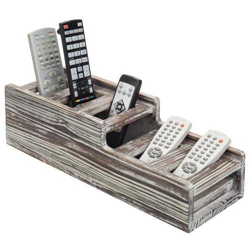 5-Slot Torched Wood Media Control Holder - MyGift