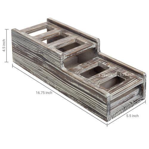 5-Slot Torched Wood Media Control Holder - MyGift