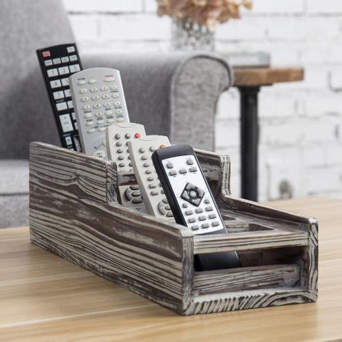 5-Slot Torched Wood Media Control Holder - MyGift