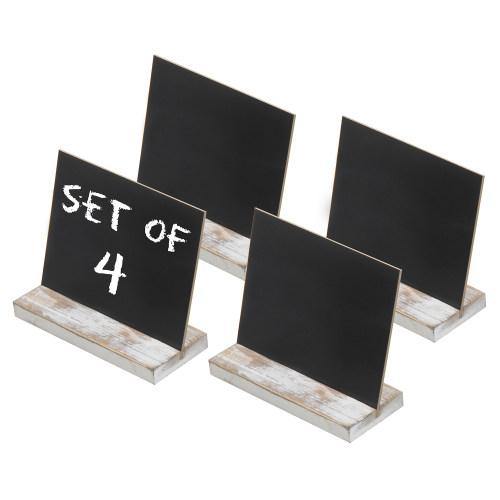 5 x 6 Inch Mini Tabletop Chalkboard Signs with Whitewashed Wood Base, Set of 4 - MyGift