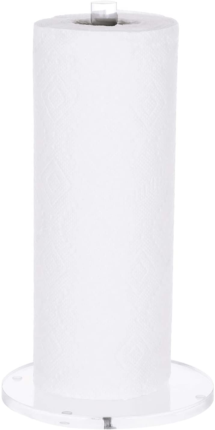 Clear Acrylic Paper Towel Roll Holder Rack Tabletop Dispenser Stand-MyGift