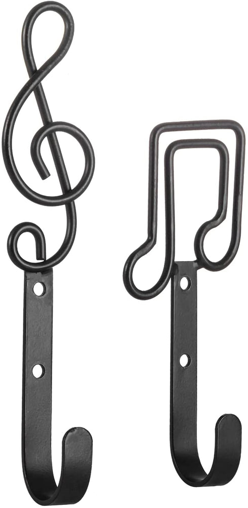 Musical Notes Design Matte Black Metal Wire Wall Mounted Coat Hooks Garment Organizer Hangers-MyGift