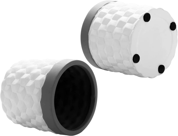 Set of 2, Concrete Planter Flower Pots with White Geometric Embossed Pattern Design and Gray Rim-MyGift
