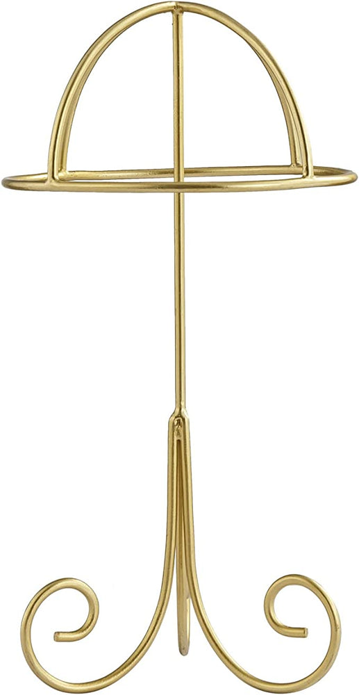 12.5 Inch Modern Brass Tone Metal Wire Tabletop Hat Rack and Wig Display Stand-MyGift