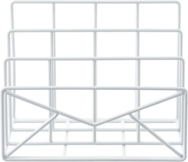 3 Slot Freestanding White Metal Mail Sorter, Office Desktop Letter Storage Organizer-MyGift