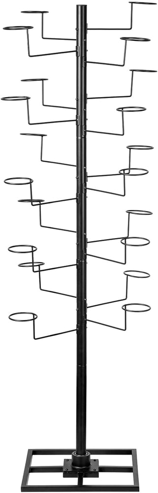 6 Foot Freestanding Black Metal Hat Organizer Rack, 360 Degree Rotating Wig or Cowboy Hat Display Stand-MyGift