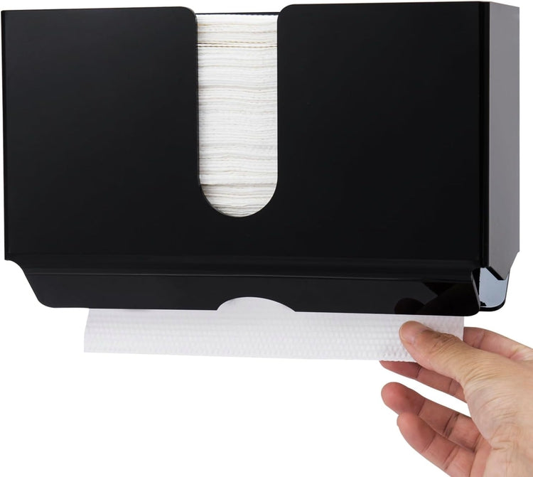 Black Acrylic Hanging Folded Paper Towel Holder Wall Mounted Dispenser for Guest Towels