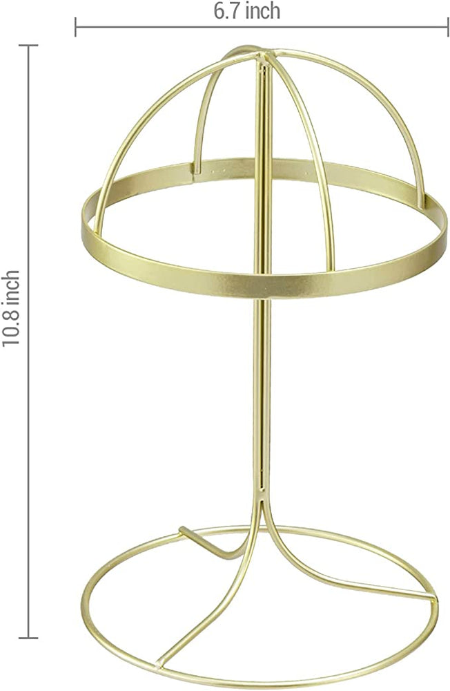 Modern Gold Wire Metal Tabletop Hat Display Stands Holders with 6.5 inch Dome, Set of 2-MyGift