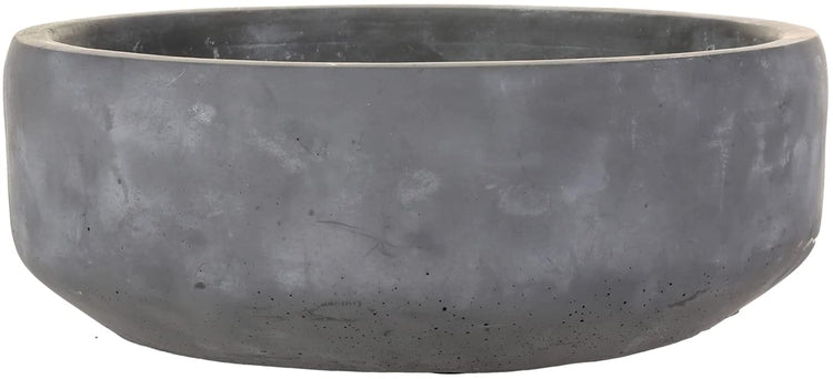 8 Inch Minimalist Dark Gray Concrete Round Succulent Planter Bowl-MyGift
