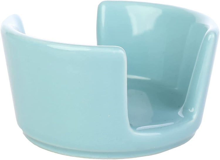Aqua Blue Ceramic Sponge Holder, Kitchen Sink Countertop Sponge Dish with Cursive Print-MyGift