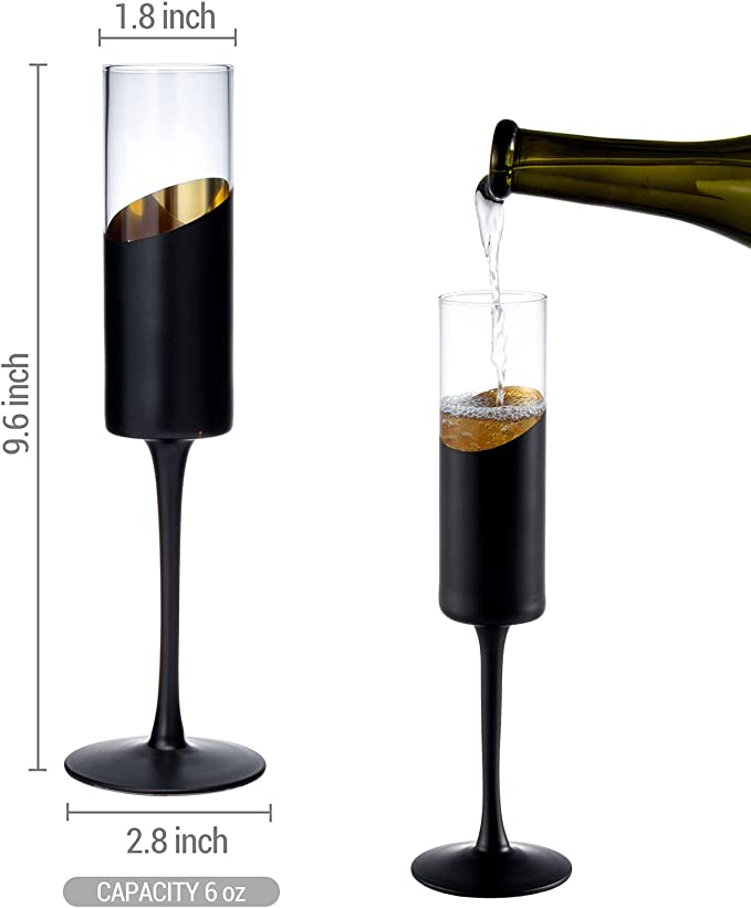 Toasting Drinking Glasses Cylindrical Drinkware, Champagne Flute Glass, Set of 4-MyGift