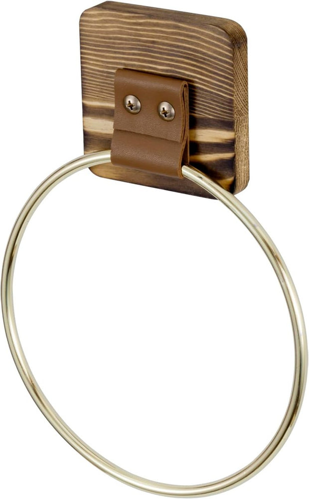 Wall Mounted Brass Metal Hand Towel Ring, Hanging Bathroom Towel Holder Rack-MyGift