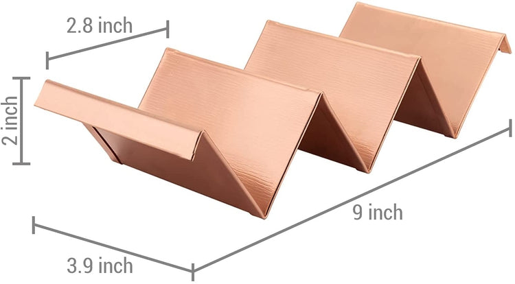 Set of 4, Copper Stainless Steel Taco Holder Tray-MyGift