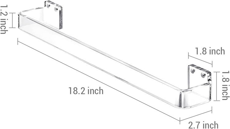 Wall Mounted Clear Acrylic Bath Towel Holder Bar, Floating Hanger Rail for Hanging Bathroom Hand Towels-MyGift