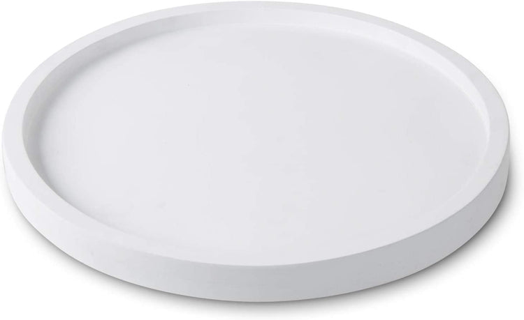 16-inch White Round Concrete Vanity Tray for Jewelry, Toiletries and Candles-MyGift