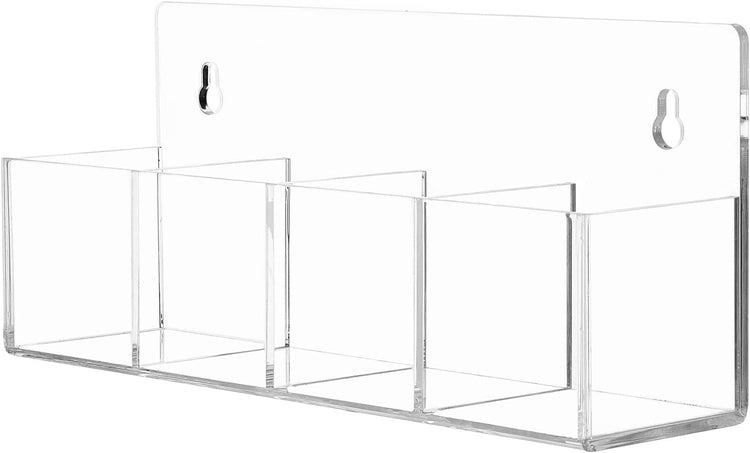 Clear Acrylic Wall Mounted Office Supplies Holder, Whiteboard Accessories Rack for Dry Erase Markers and Erasers-MyGift