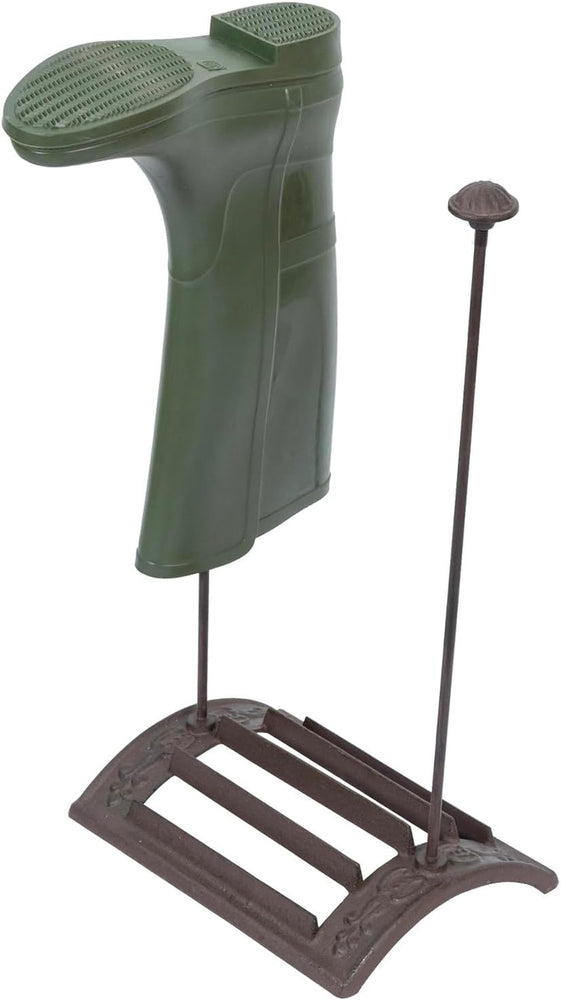 Dark Brown Cast Iron Shoe Scraper with Boot Drying Rack, Shoe Dryer for 1 Pair of Boots-MyGift