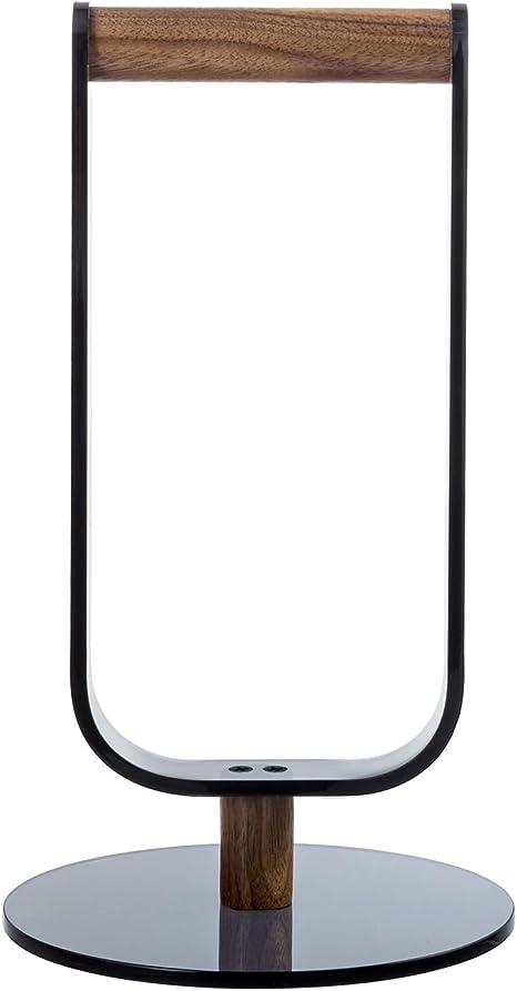 Desktop Black Acrylic and Wood Bar Headphone Stand, Tabletop Headset Cradle Rest-MyGift