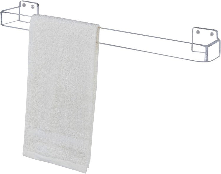 Wall Mounted Clear Acrylic Bath Towel Holder Bar, Floating Hanger Rail for Hanging Bathroom Hand Towels-MyGift