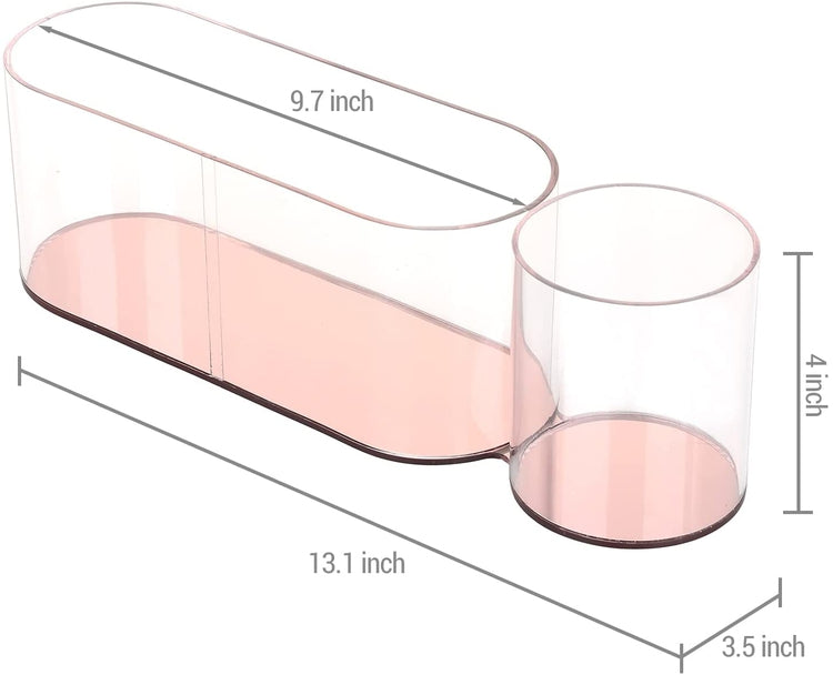 Acrylic Mail Sorter Stationery Holder and Pencil Cup Desktop Organizer Rack with Copper Base-MyGift