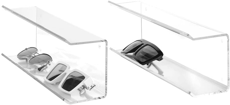 Wall Mounted Clear Acrylic Sunglasses Display Rack with Angled Edge, Home and Retail Hanging Eyewear Organizer-MyGift