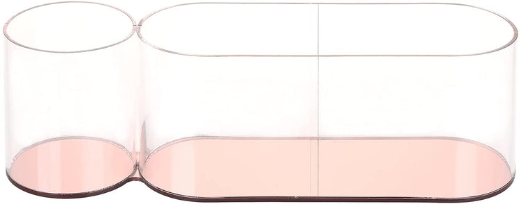 Acrylic Mail Sorter Stationery Holder and Pencil Cup Desktop Organizer Rack with Copper Base-MyGift