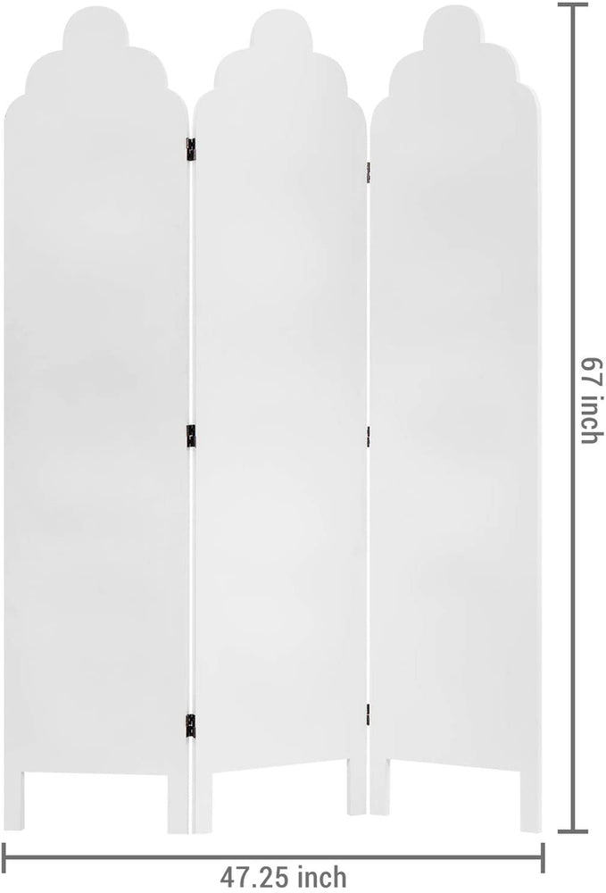 3-Panel Shabby Chic Vintage White Solid Wood Freestanding Room Divider-MyGift