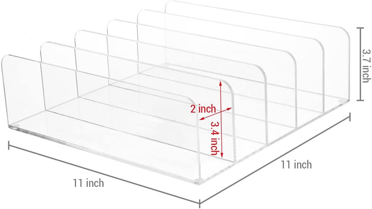 Clear Acrylic Wallet Organizer for Women and Men, 5 Section Divided Purse and Clutch Holder Retail Display-MyGift