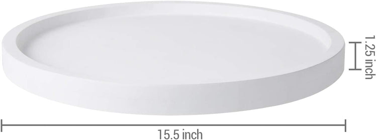 16-inch White Round Concrete Vanity Tray for Jewelry, Toiletries and Candles-MyGift