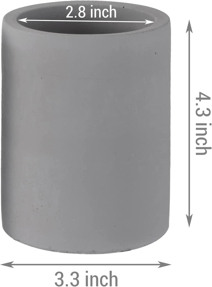Set of 3, Gray Concrete Cylinders Desktop Pencil Cups, Office Stationery Storage Organizer Holders-MyGift