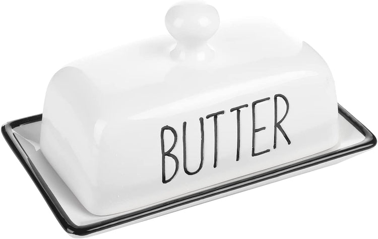 Black and on sale white butter dish