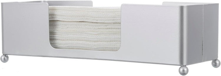 Silver Tone Metal Tabletop Commercial Folded Paper Towel Holder, Napkin Dispenser Tray-MyGift
