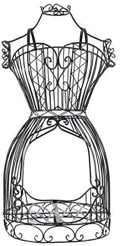Black Metal Adjustable Wire Frame Dress Form Stand, Freestanding Mannequin Garment Rack-MyGift