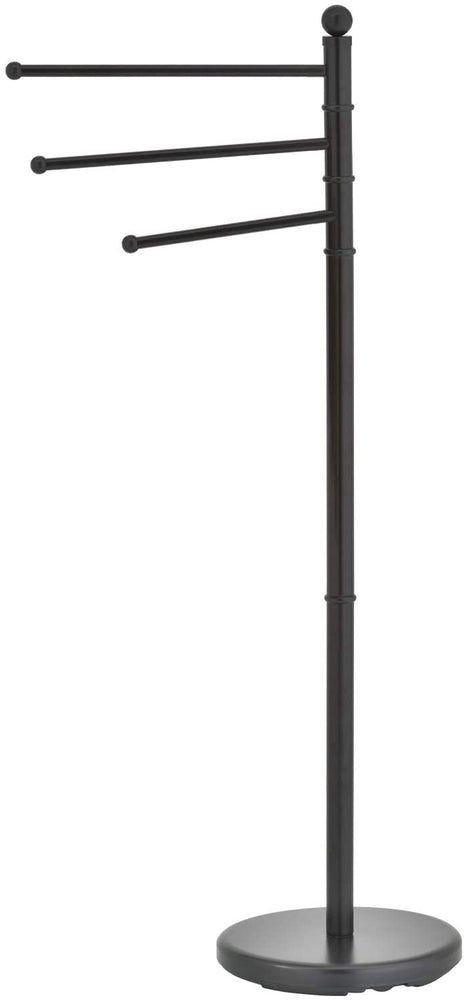40-inch Freestanding Matte Black Bathroom Towel Hanging Rack with 3 Swivel Bar Arms-MyGift