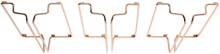 Set of 3, Under Cabinet Mounted Copper Tone Metal Wire Frame Stemware Wine Glass Storage Racks-MyGift