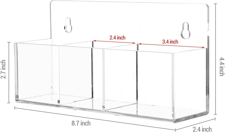 Clear Acrylic Wall Mounted Office Supplies Holder, Whiteboard Storage Rack for Dry Erase Markers and Erasers, Set of 2-MyGift