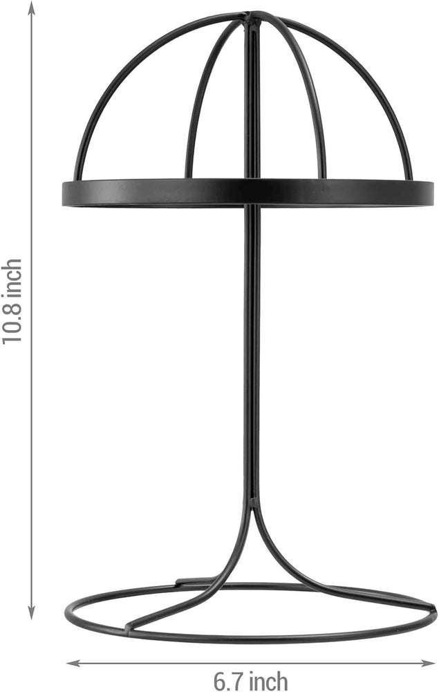 11 Inch Black Wire Metal Hat Display Stand, Freestanding Single Hat Rack with 6.5 inch Dome for Caps, Wigs and Headwear-MyGift