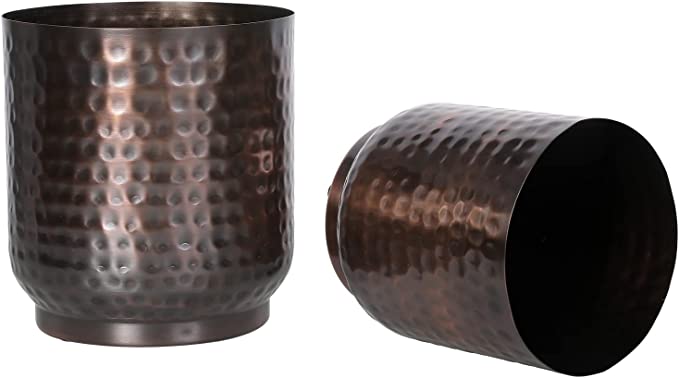 Modern Flower Planter Container, 5 and 6 Inch Indoor Vintage Copper Metal Plant Pot-MyGift