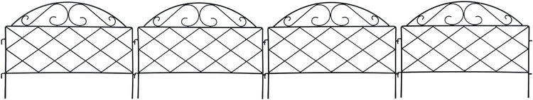 Set of 4, Scrollwork Matte Black Metal Wire Linking Trellis, Lattice Support Stakes for Climbing and Crawling Plants-MyGift