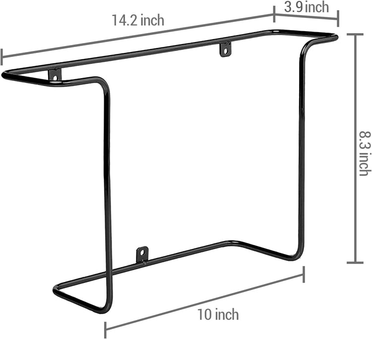 Set of 2, Matte Black Metal Wire Wall Mounted Vinyl Records Storage Racks, LP Record Holders, Floating Album Shelves-MyGift